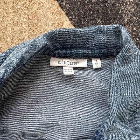 Chicos Embroidered Peplum Denim Jacket - Picture 8 of 9